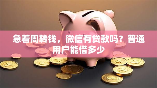 急着周转钱，微信有贷款吗？普通用户能借多少