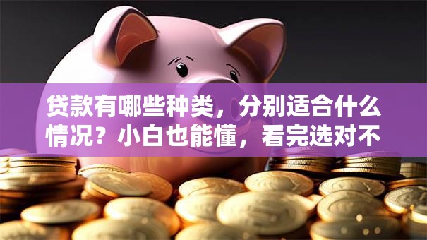 贷款有哪些种类，分别适合什么情况？小白也能懂，看完选对不花冤枉钱
