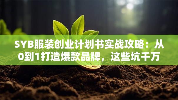 SYB服装创业计划书实战攻略：从0到1打造爆款品牌，这些坑千万别踩！