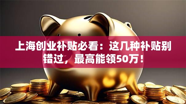 上海创业补贴必看：这几种补贴别错过，最高能领50万！