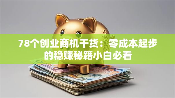 78个创业商机干货：零成本起步的稳赚秘籍小白必看