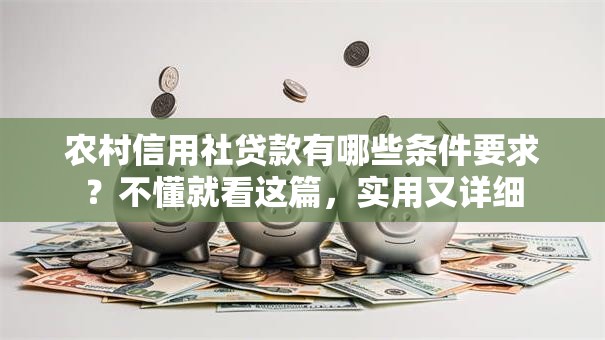 农村信用社贷款有哪些条件要求？不懂就看这篇，实用又详细