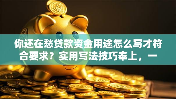你还在愁贷款资金用途怎么写才符合要求？实用写法技巧奉上，一看就懂