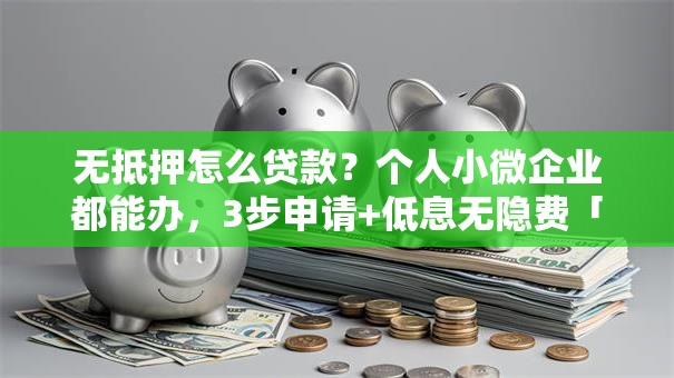 无抵押怎么贷款？个人小微企业都能办，3步申请+低息无隐费「正规渠道指南」