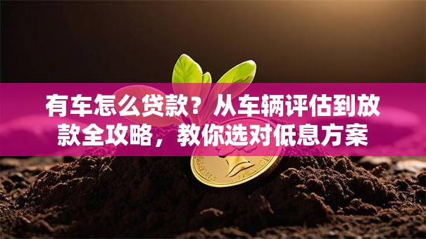有车怎么贷款？从车辆评估到放款全攻略，教你选对低息方案