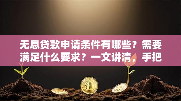 无息贷款申请条件有哪些？需要满足什么要求？一文讲清，手把手教你顺利申请