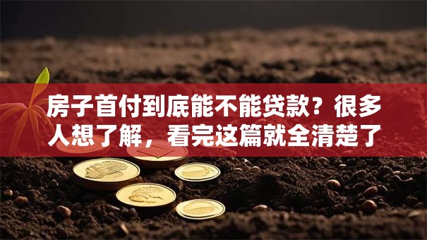 房子首付到底能不能贷款？很多人想了解，看完这篇就全清楚了