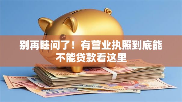 别再瞎问了！有营业执照到底能不能贷款看这里