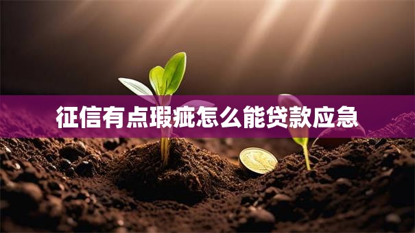 征信有点瑕疵怎么能贷款应急 征信有点瑕疵怎么能贷款应急
