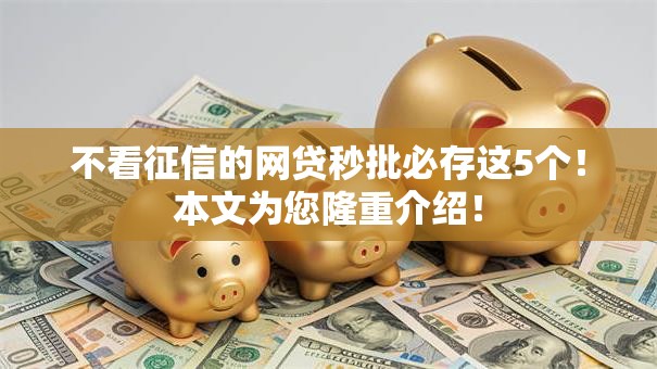 不看征信的网贷秒批必存这5个！本文为您隆重介绍！