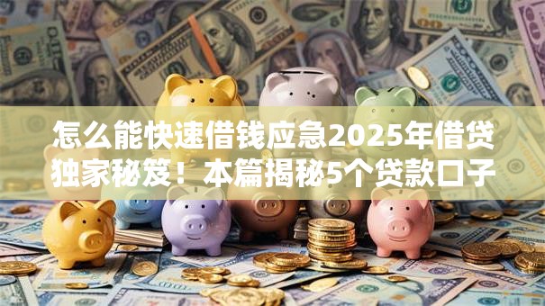 怎么能快速借钱应急2025年借贷独家秘笈！本篇揭秘5个贷款口子应急非常快速
