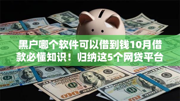 黑户哪个软件可以借到钱10月借款必懂知识！归纳这5个网贷平台可以贷款给黑户