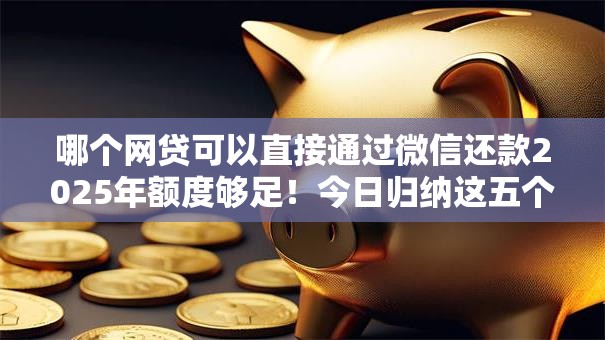 哪个网贷可以直接通过微信还款2025年额度够足！今日归纳这五个19岁能用的贷款平台