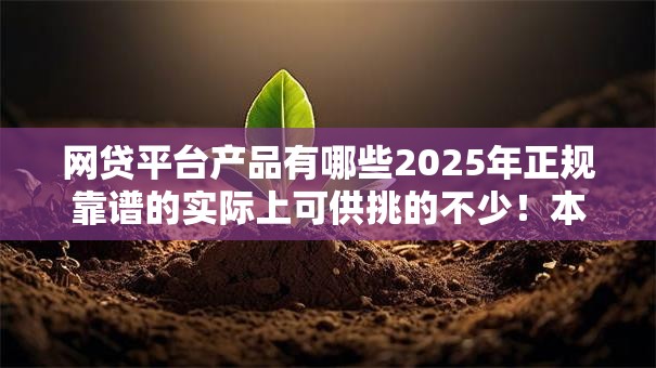 网贷平台产品有哪些2025年正规靠谱的实际上可供挑的不少！本篇为您必申​这5个借款口子！