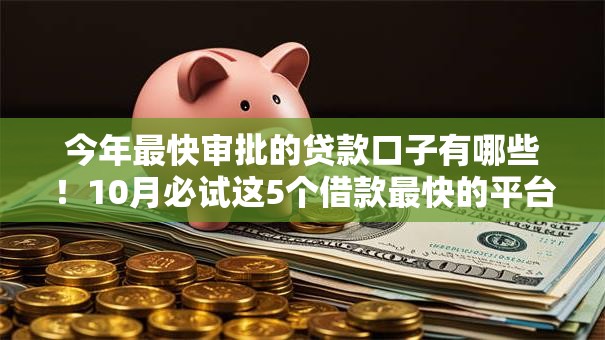 今年最快审批的贷款口子有哪些！10月必试这5个借款最快的平台很多