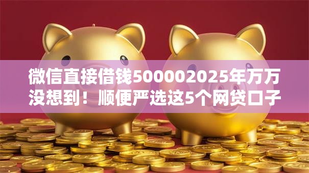 微信直接借钱500002025年万万没想到！顺便严选这5个网贷口子直接贷款五万