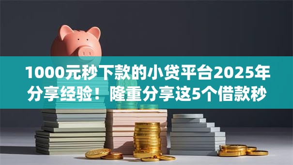 1000元秒下款的小贷平台2025年分享经验！隆重分享这5个借款秒到账的网贷app