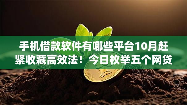 手机借款软件有哪些平台10月赶紧收藏高效法！今日枚举五个网贷口子有哪些app
