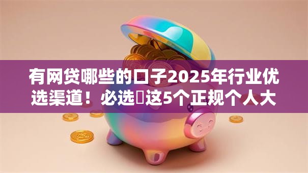 有网贷哪些的口子2025年行业优选渠道！必选​这5个正规个人大额借款