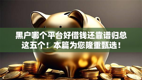 黑户哪个平台好借钱还靠谱归总这五个！本篇为您隆重甄选！