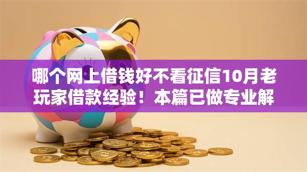 哪个网上借钱好不看征信10月老玩家借款经验！本篇已做专业解答！