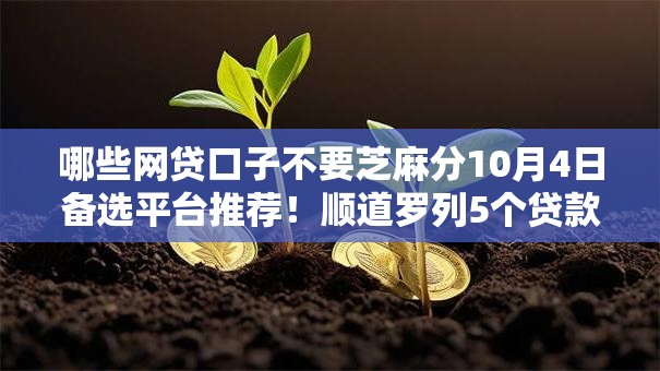 哪些网贷口子不要芝麻分10月4日备选平台推荐！顺道罗列5个贷款平台借钱不要芝麻分