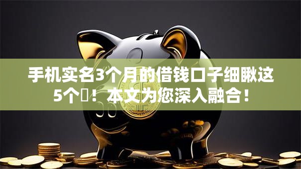 手机实名3个月的借钱口子细瞅这5个​！本文为您深入融合！