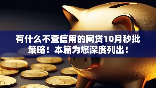 有什么不查信用的网贷10月秒批策略！本篇为您深度列出！