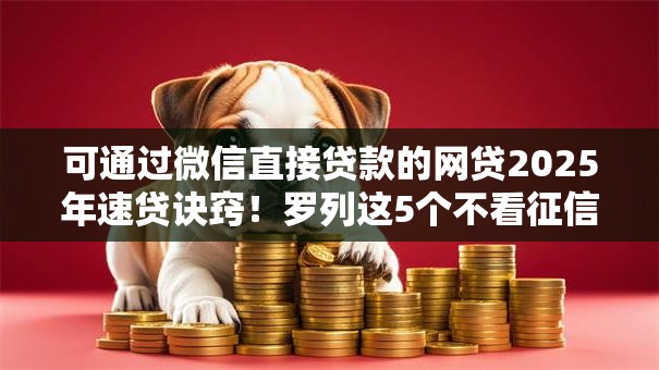 可通过微信直接贷款的网贷2025年速贷诀窍！罗列这5个不看征信借款500马上到账的