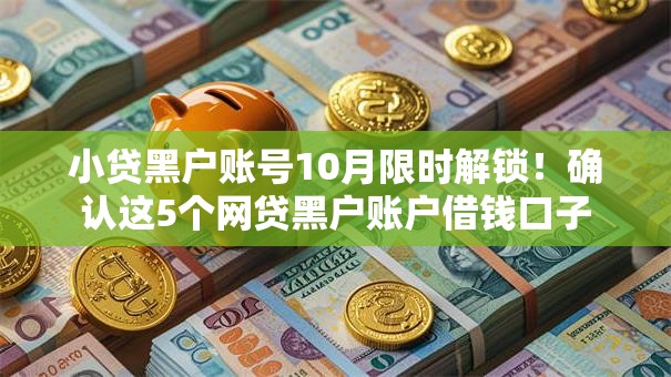小贷黑户账号10月限时解锁！确认这5个网贷黑户账户借钱口子