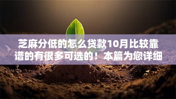 芝麻分低的怎么贷款10月比较靠谱的有很多可选的！本篇为您详细整理这5个黑户借钱口子！