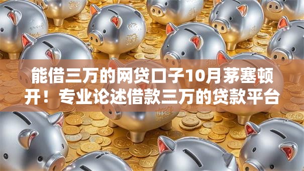 能借三万的网贷口子10月茅塞顿开！专业论述借款三万的贷款平台