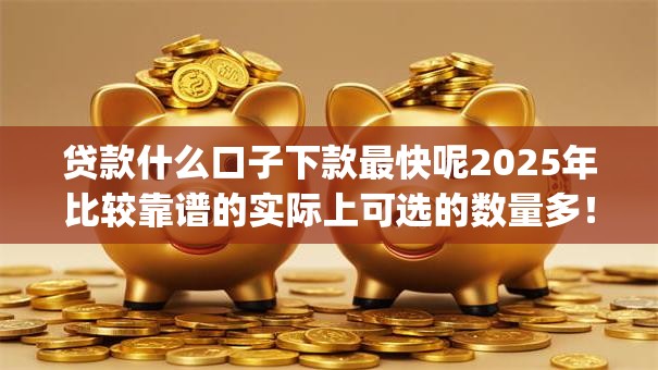 贷款什么口子下款最快呢2025年比较靠谱的实际上可选的数量多！本篇为您全面枚举这五个借款app！