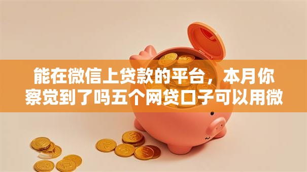 能在微信上贷款的平台，本月你察觉到了吗五个网贷口子可以用微信借钱