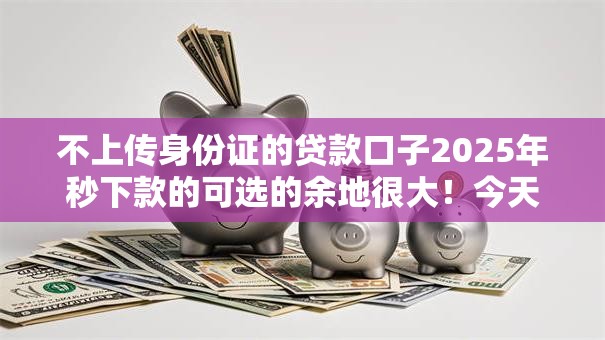 不上传身份证的贷款口子2025年秒下款的可选的余地很大！今天隆重综括这5个贷款口子！