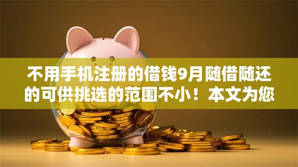 不用手机注册的借钱9月随借随还的可供挑选的范围不小！本文为您详细汇总​这五个贷款口子！