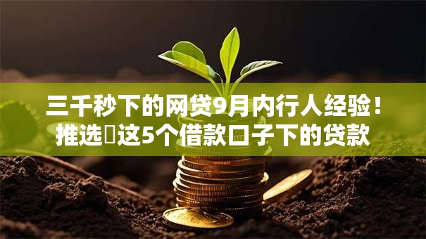 三千秒下的网贷9月内行人经验！推选​这5个借款口子下的贷款