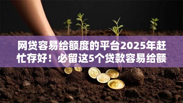 网贷容易给额度的平台2025年赶忙存好！必留这5个贷款容易给额度的软件
