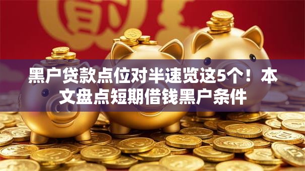 黑户贷款点位对半速览这5个！本文盘点短期借钱黑户条件