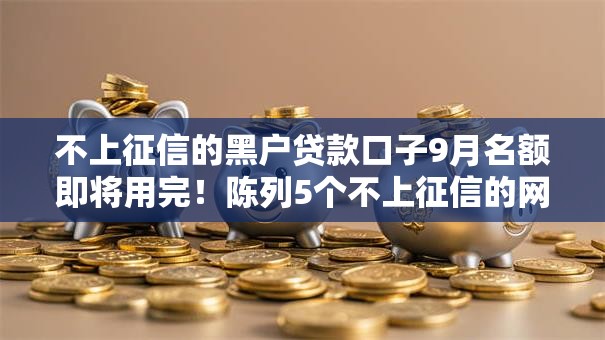 不上征信的黑户贷款口子9月名额即将用完！陈列5个不上征信的网贷口子借钱