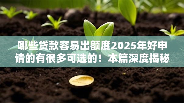 哪些贷款容易出额度2025年好申请的有很多可选的！本篇深度揭秘这五个黑户网贷平台！