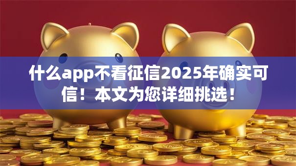 什么app不看征信2025年确实可信！本文为您详细挑选！