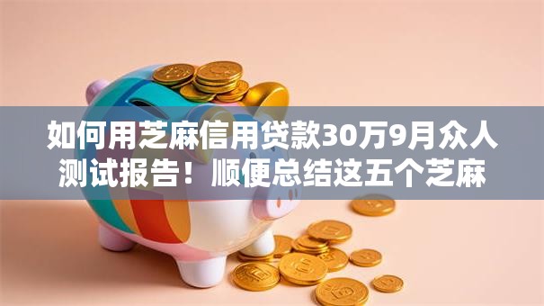 如何用芝麻信用贷款30万9月众人测试报告！顺便总结这五个芝麻信用借款三十万用软件