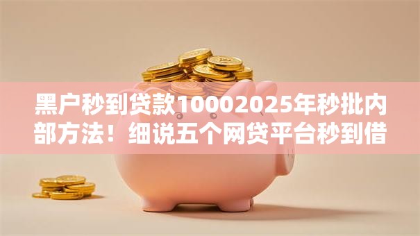 黑户秒到贷款10002025年秒批内部方法！细说五个网贷平台秒到借钱1000