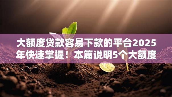 大额度贷款容易下款的平台2025年快速掌握！本篇说明5个大额度借钱容易下款的口子