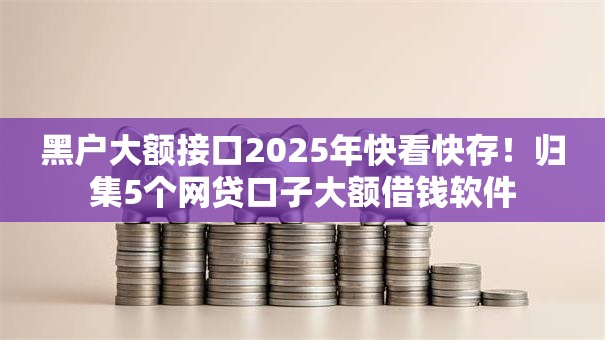黑户大额接口2025年快看快存！归集5个网贷口子大额借钱软件