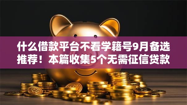 什么借款平台不看学籍号9月备选推荐！本篇收集5个无需征信贷款马上拿钱