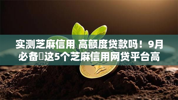 实测芝麻信用 高额度贷款吗！9月必备​这5个芝麻信用网贷平台高额度借钱