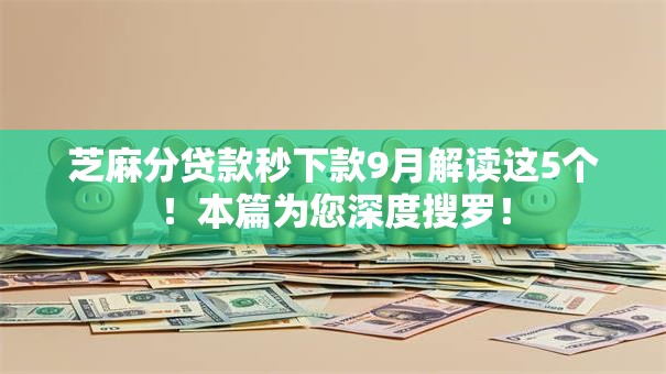 芝麻分贷款秒下款9月解读这5个！本篇为您深度搜罗！