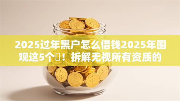 2025过年黑户怎么借钱2025年围观这5个​！拆解无视所有资质的小额贷款